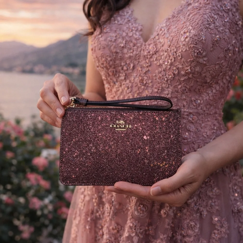 Coach Glittery Purple Wristlet - Picture 2 of 5